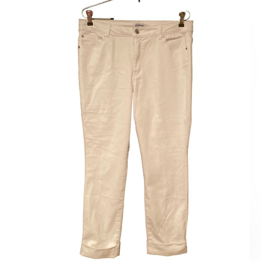 D. Jeans White Cuffed Cropped Ankle Pants Size 12